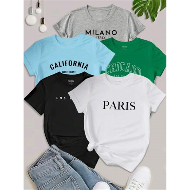 Shein Relaxiva 3 db-os női Los Angeles-i párizsi betűs mintás pulóver