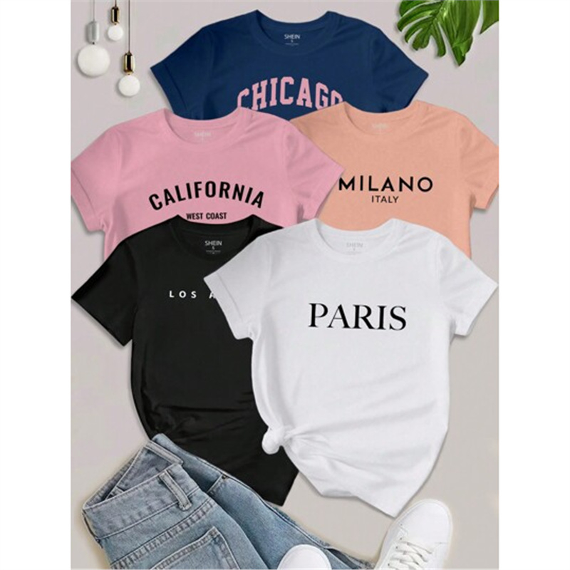 Shein Relaxiva 3 db-os női Los Angeles-i párizsi betűs mintás pulóver