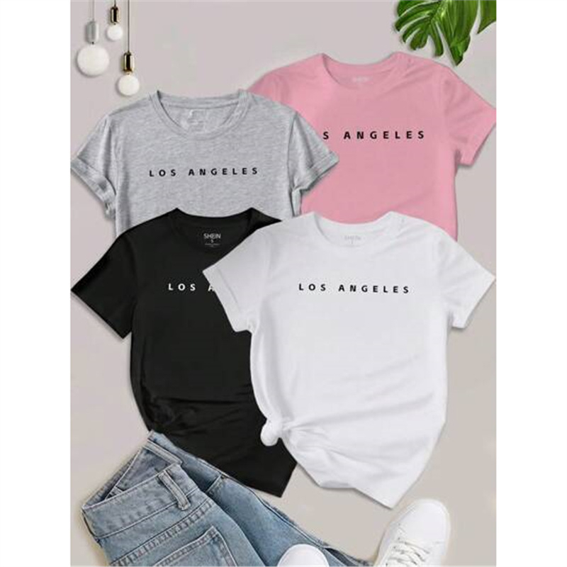 Shein Relaxiva 3 db-os női Los Angeles-i párizsi betűs mintás pulóver