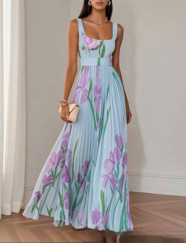 2025-ös Shein határokon átnyúló Amazon Ins európai és amerikai független állomás ruha, rakott mintás ruha, új, divatos stílus