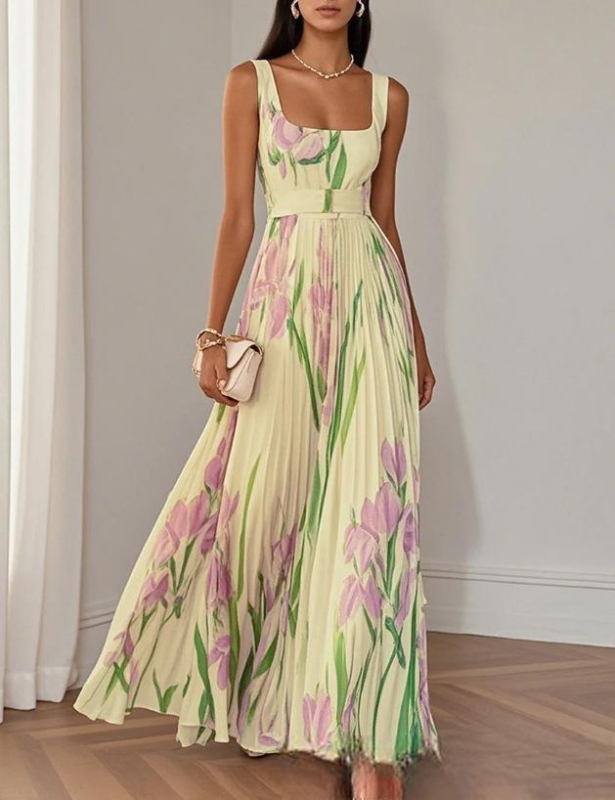 2025-ös Shein határokon átnyúló Amazon Ins európai és amerikai független állomás ruha, rakott mintás ruha, új, divatos stílus