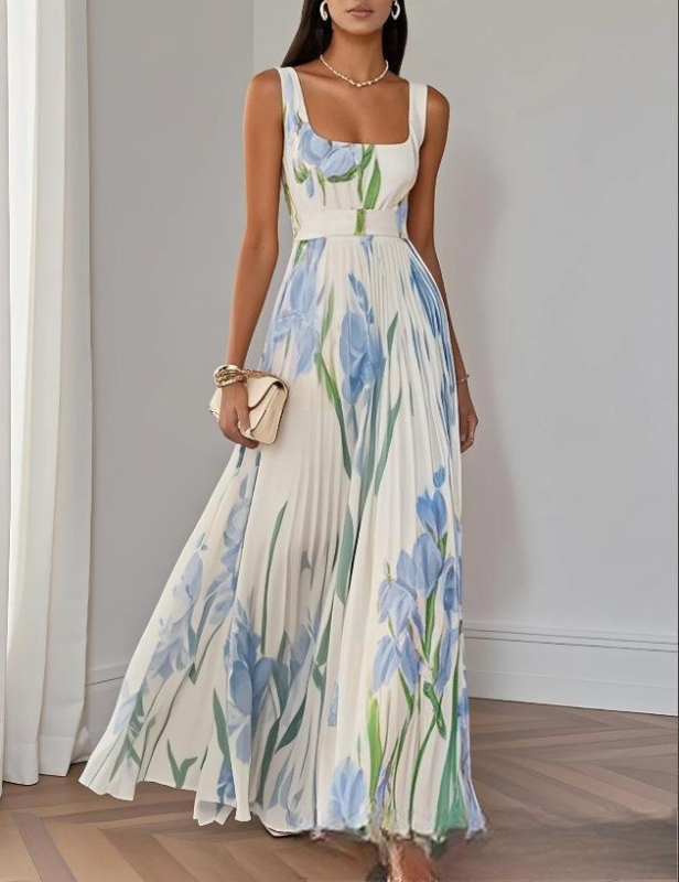 2025-ös Shein határokon átnyúló Amazon Ins európai és amerikai független állomás ruha, rakott mintás ruha, új, divatos stílus