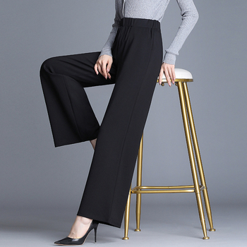 Трансгранично снабдяване Плюс големи размери Широки панталони за жени Есенни и зимни панталони с висока талия, драпирани, за отслабване, за дебели момичета, ежедневни прави дълги панталони