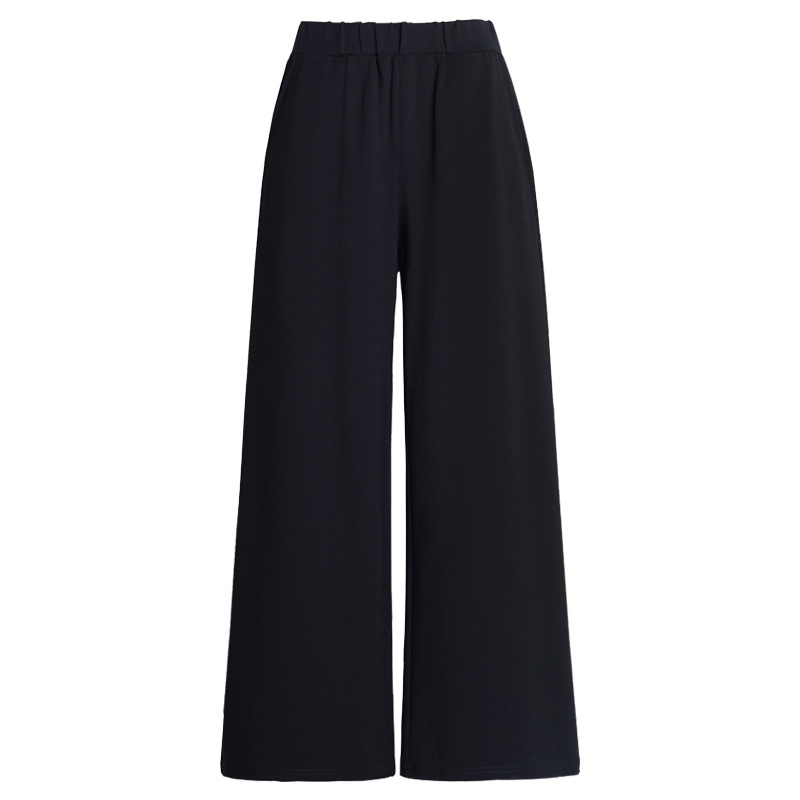 Piiriülene pakkumine pluss suured suurused laiad püksid naistele sügis- ja talve kõrge vöökohaga drapeeritud sense salendavad paksud tüdrukud vabaaja sirged pikad püksid