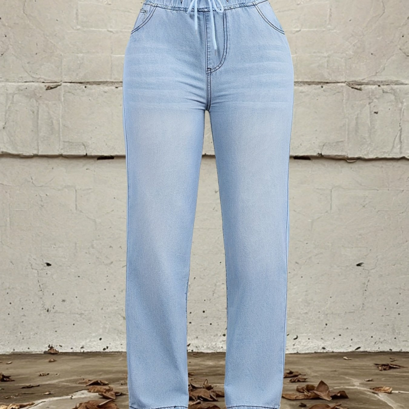 2025-ös, határokon átnyúló új európai és amerikai női világoskék, mosott, lezser, egyenes szabású farmer, határokon átnyúló dropshippinggel