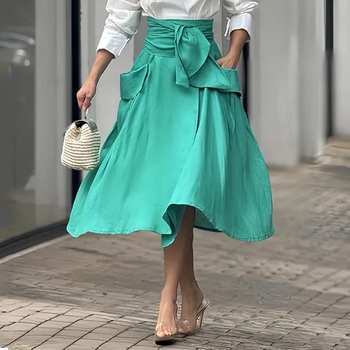 Φθινόπωρο 2024 Νέο Ευρωπαϊκό και Αμερικανικό Amazon Crossborder Μονόχρωμο Λεπτό Πουκάμισο με Ψηλή Μέση και Δαντέλα Λεπτή Φούστα Κοστούμι