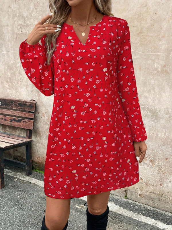 Európai és amerikai V-nyakú női ruházat 2025 tavaszi és nyári új Amazon független állomás robbanások hosszú ujjú divatnyomtatású női ruha