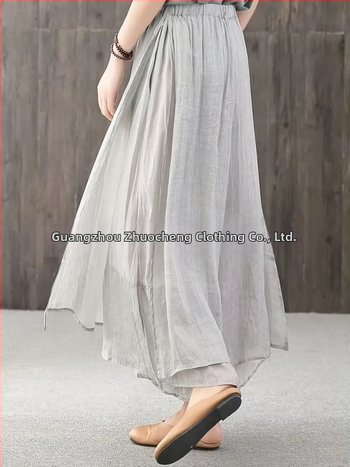 Лято 2025 Нови ретро едноцветни универсални удобни феерични деветточкови панталони с пола, дамски драпирани широки панталони