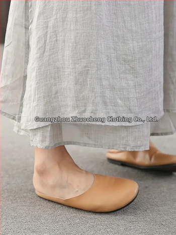 Лято 2025 Нови ретро едноцветни универсални удобни феерични деветточкови панталони с пола, дамски драпирани широки панталони