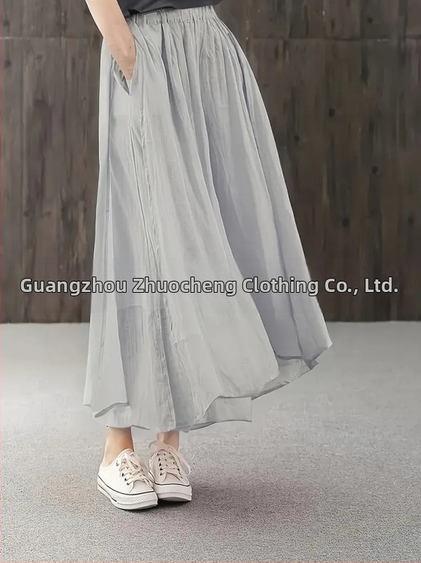Ljeto 2025. Nove retro jednobojne svestrane udobne hlače s vilinskom suknjom u devet točaka, ženske drapirane hlače širokih nogavica