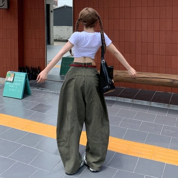 Nagykereskedelmi katonai zöld amerikai retró drapézott, földig érő, Scimitar férfi és női bő, lezser, széles szárú cargo nadrág