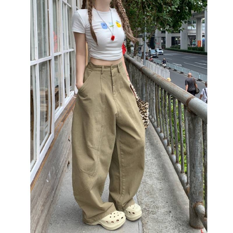 Nagykereskedelmi katonai zöld amerikai retró drapézott, földig érő, Scimitar férfi és női bő, lezser, széles szárú cargo nadrág