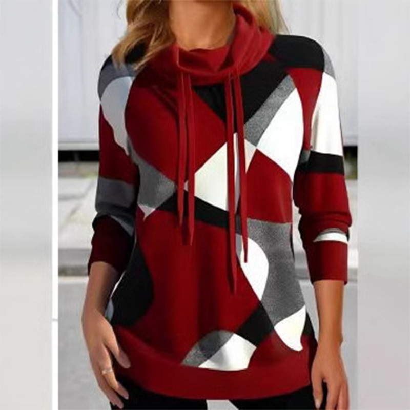 2024-es európai és amerikai divat új Amazon robbanások határokon átnyúló nyomtatott magas galléros pulóver