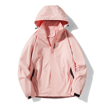 Μονόχρωμη ανδρική και γυναικεία ορειβατική ένδυση για ζευγάρια, αθλητικά ρούχα για υπαίθριες δραστηριότητες, τζάκετ με κουκούλα, από εργοστασιακό ελατήριο