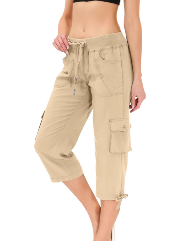 Capri nadrág, európai és amerikai, határokon átnyúló, lezser, új stílusú, derékban húzózsinóros nadrág