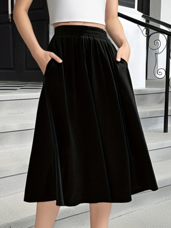 Europos ir Jungtinių Valstijų tarpvalstybinė užsienio prekyba „Amazon“ pavasario ir vasaros nauji moteriški vienspalviai laisvalaikio stiliaus „Joker“ sijonai su kišenėmis ir siūlėmis.