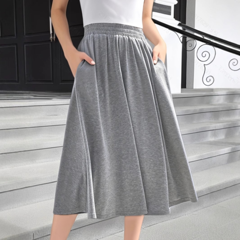 Europos ir Jungtinių Valstijų tarpvalstybinė užsienio prekyba „Amazon“ pavasario ir vasaros nauji moteriški vienspalviai laisvalaikio stiliaus „Joker“ sijonai su kišenėmis ir siūlėmis.