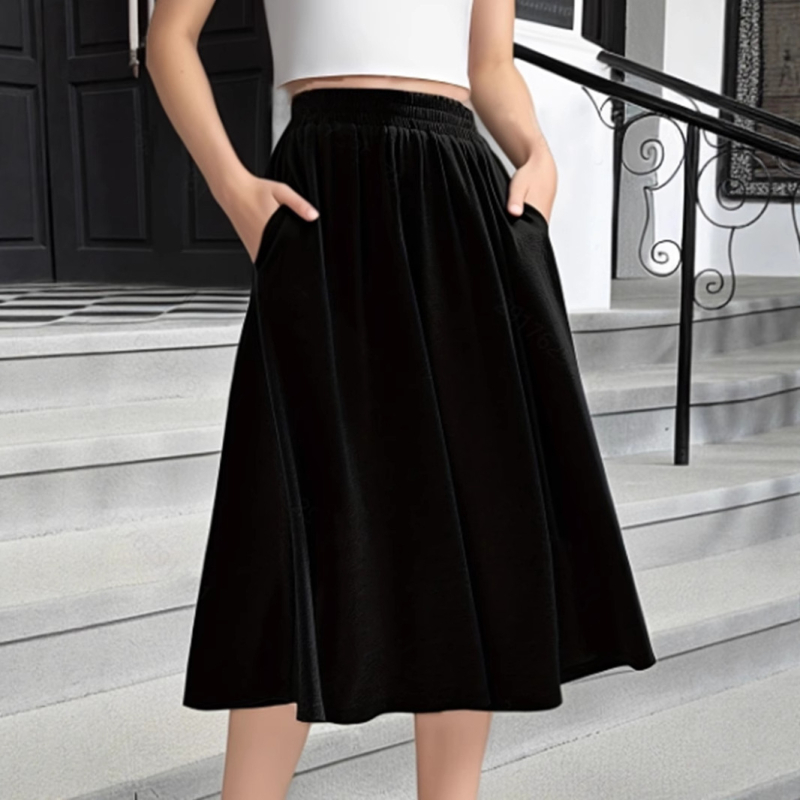 Europos ir Jungtinių Valstijų tarpvalstybinė užsienio prekyba „Amazon“ pavasario ir vasaros nauji moteriški vienspalviai laisvalaikio stiliaus „Joker“ sijonai su kišenėmis ir siūlėmis.