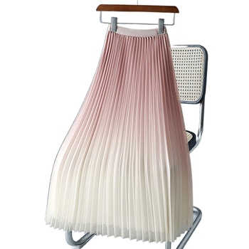 Γυναικεία φούστα με ντεγκραντέ, διπλής όψης, με λεπτή, ψηλή μέση, πλισέ φούστα σε γραμμή Α, καλοκαίρι 2024