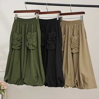 Divatos, zsebes, kétrétegű, varrásos, lámpás szoknya, niche, nehéz kézműves dizájn, virágrügyes ruha 2024 őszi újdonság