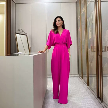 Παντελόνι με V λαιμόκοψη και ριγέ μανίκι, χωρίς κορδόνια και ίσια γραμμή, κομψό, γυναικείο, σε ίσια γραμμή, σε ευρωπαϊκή και αμερικανική διασυνοριακή γραμμή, σε ίσια γραμμή, με κομψή ολόσωμη φόρμα για γυναίκες.