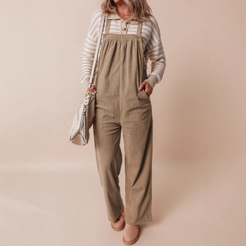 Φθινόπωρο και Χειμώνας 2024 Νέα Διασυνοριακά Ευρωπαϊκά και Αμερικανικά Γυναικεία Ρούχα Amazon Independent Station Μονόχρωμη Φόρμα με Τσέπες και Χαλαρές Κορδέλες