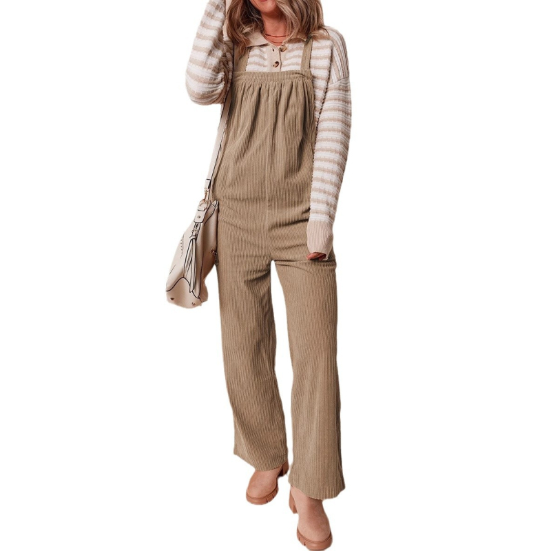 2024 őszi és téli új, határokon átnyúló európai és amerikai női ruházati cikkek Amazon Independent Station egyszínű, zsebes, laza kordbársony overallokból