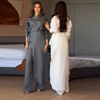 2025 Νέο Ευρωπαϊκό και Αμερικανικό Amazon Διασυνοριακό Εξωτερικό Εμπόριο Γυναικείο Casual Άνετο Ακανόνιστο Πουκάμισο με Μακρύ Μανίκι Σετ Τριών Τεμαχίων