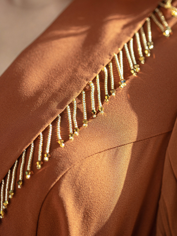 BA5215 Νέα φούστα με λαιμόκοψη V και μακριά μανίκια, χειροποίητη, κομψή, μακριά, γυναικεία, χειροποίητη, με χάντρες