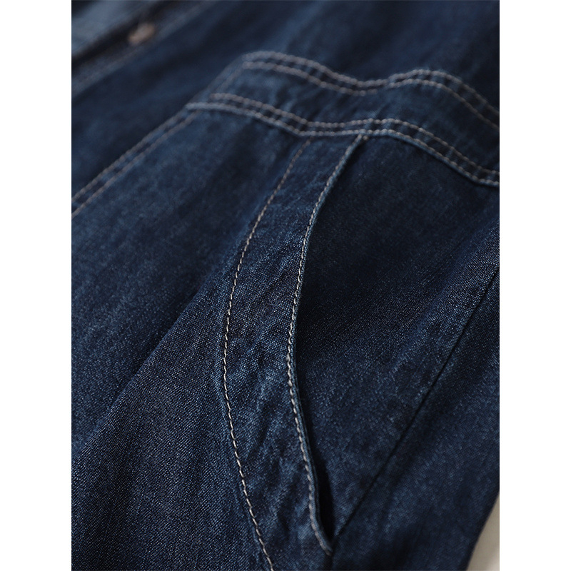 Őszi új, középhosszú, farmer kardigán, női, hosszú ujjú, egyszínű, kapucnis, nagy zsebes lezser felső