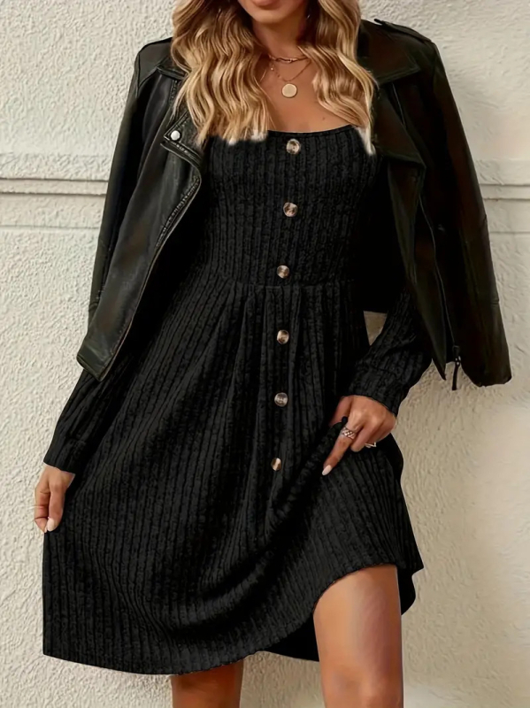 Határokon átnyúló robbanások európai és amerikai női amazon független állomású négyzet alakú galléros, egysoros, aline elegáns, hosszú ujjú, karcsúsított ruha