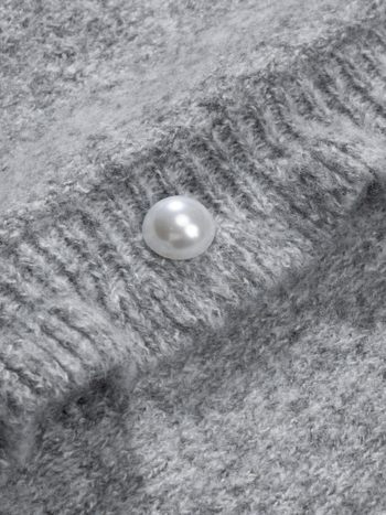 2025 őszi/téli Amazon Független Állomású Európai és Amerikai Külkereskedelmi Fodros Bordázott Kötésű Kardigán Gyöngygombokkal Pulóver