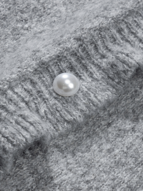 2025 őszi/téli Amazon Független Állomású Európai és Amerikai Külkereskedelmi Fodros Bordázott Kötésű Kardigán Gyöngygombokkal Pulóver