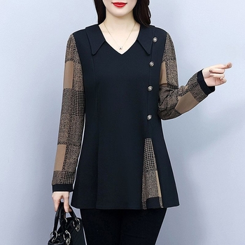 Naiste pluss-suuruses 200 pikkade varrukatega šifoonsärk kevad- ja sügiskollektsioonist, uus ja lahtise lõikega salendav moodne naiste luksuslik särk