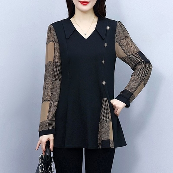 Naiste pluss-suuruses 200 pikkade varrukatega šifoonsärk kevad- ja sügiskollektsioonist, uus ja lahtise lõikega salendav moodne naiste luksuslik särk