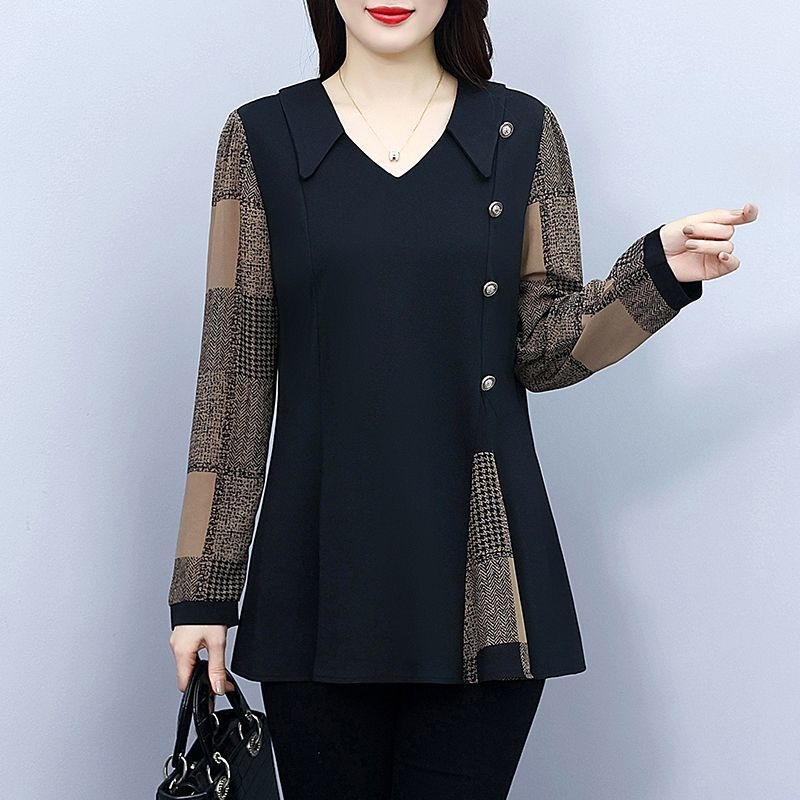 Naiste pluss-suuruses 200 pikkade varrukatega šifoonsärk kevad- ja sügiskollektsioonist, uus ja lahtise lõikega salendav moodne naiste luksuslik särk