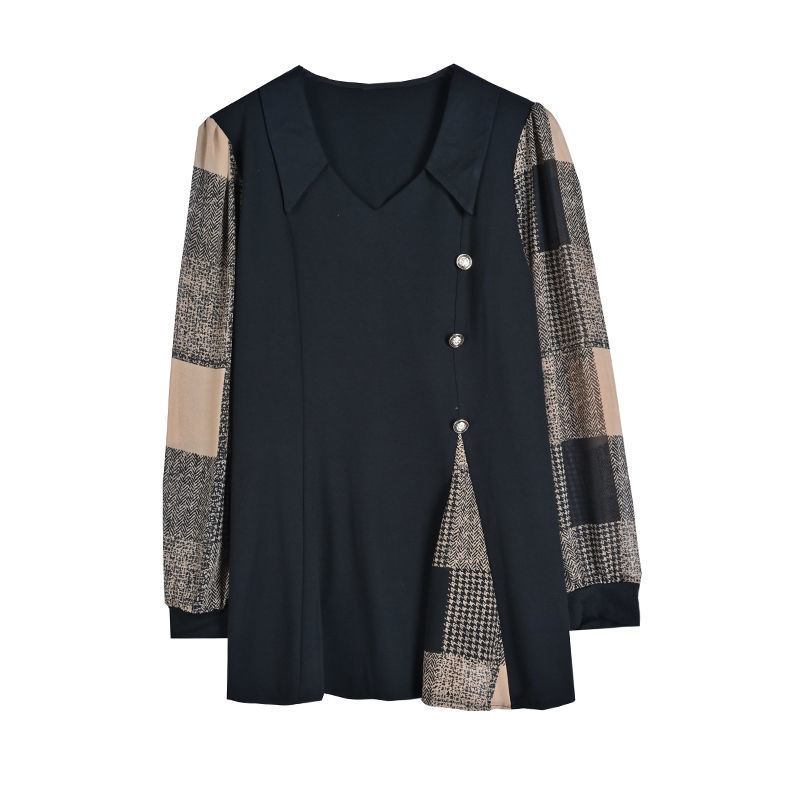 Naiste pluss-suuruses 200 pikkade varrukatega šifoonsärk kevad- ja sügiskollektsioonist, uus ja lahtise lõikega salendav moodne naiste luksuslik särk