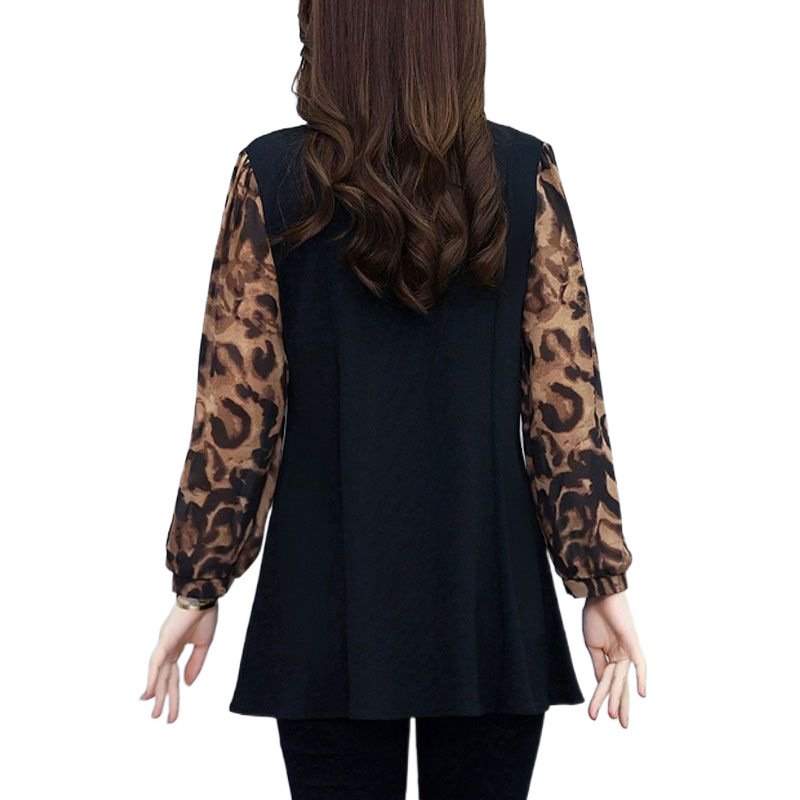 Naiste pluss-suuruses 200 pikkade varrukatega šifoonsärk kevad- ja sügiskollektsioonist, uus ja lahtise lõikega salendav moodne naiste luksuslik särk