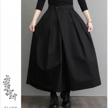 2025 Tavaszi és őszi új, egyszínű, személyiség, jóképű, magas derekú, laza, széles szárú, rakott páros, lezser nadrág, szoknya, női