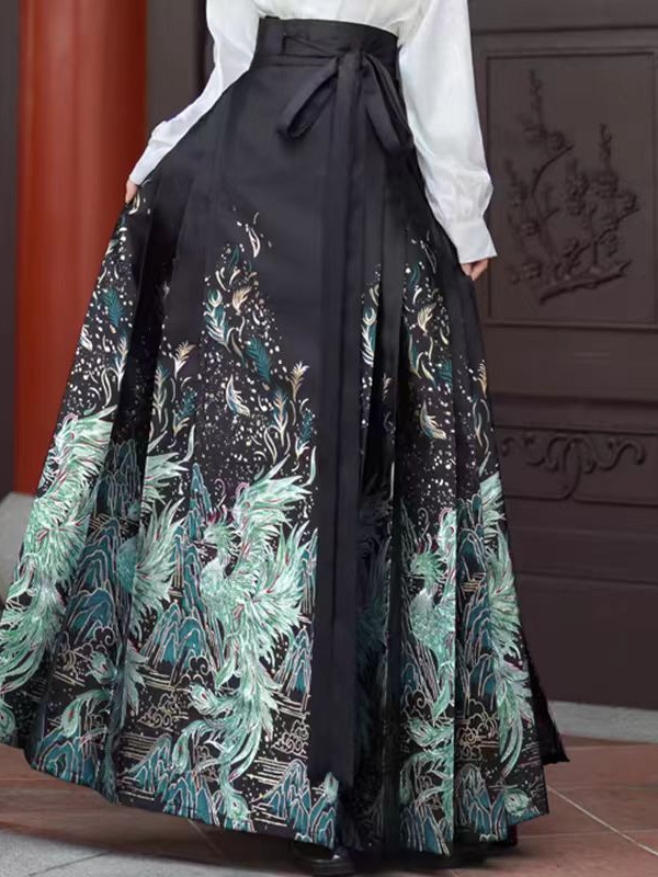 25 Machiaj de primăvară Flori Țesute Auriu Nou Stil Chinezesc Naveta Cal-cu fața Fustă Stil Național Elegant dintr-o singură bucată High-end Fustă Hanfu Femei