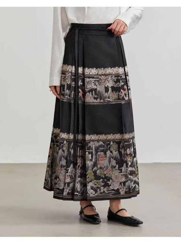 25 Machiaj de primăvară Flori Țesute Auriu Nou Stil Chinezesc Naveta Cal-cu fața Fustă Stil Național Elegant dintr-o singură bucată High-end Fustă Hanfu Femei