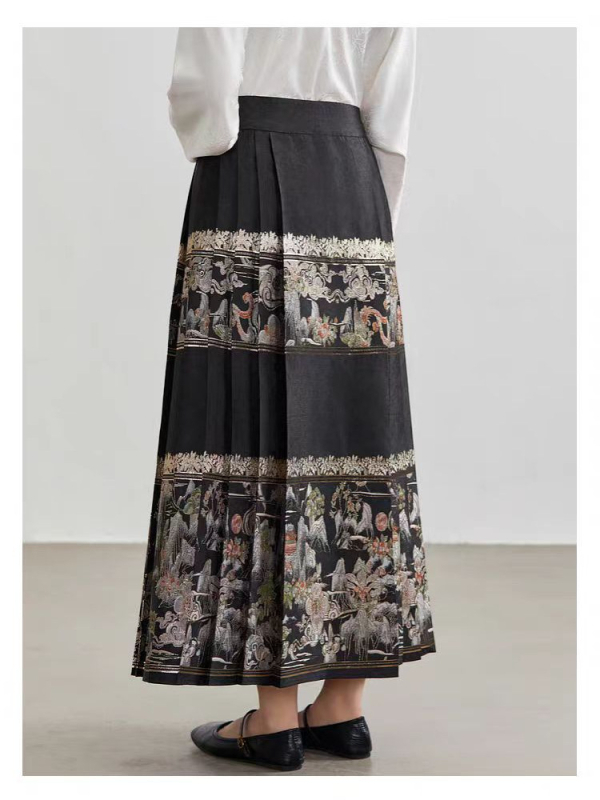 25 Machiaj de primăvară Flori Țesute Auriu Nou Stil Chinezesc Naveta Cal-cu fața Fustă Stil Național Elegant dintr-o singură bucată High-end Fustă Hanfu Femei