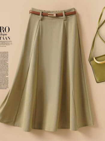 Φούστα-ομπρέλα για γυναίκες 2025 Καλοκαίρι Νέα μεσαίου μήκους σε σχήμα αχλαδιού που καλύπτει το σώμα στον καβάλο Φούστα σε γραμμή Α με μεγάλο στρίφωμα Φούστα για μετακινήσεις