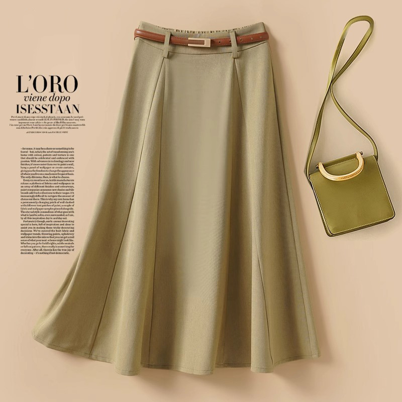 Női esernyőszoknya 2025-ös nyárra, új, középhosszú, körte alakú, testet takaró, ágyékot takaró, A-vonalú, bő szegélyű szoknya, ingázó szoknya