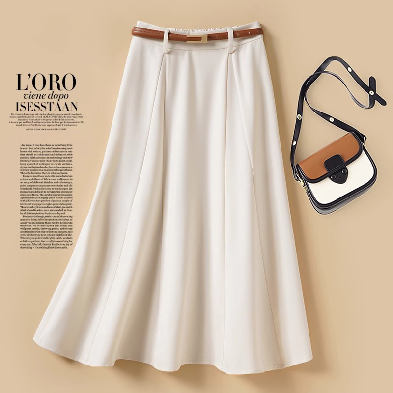 Női esernyőszoknya 2025-ös nyárra, új, középhosszú, körte alakú, testet takaró, ágyékot takaró, A-vonalú, bő szegélyű szoknya, ingázó szoknya