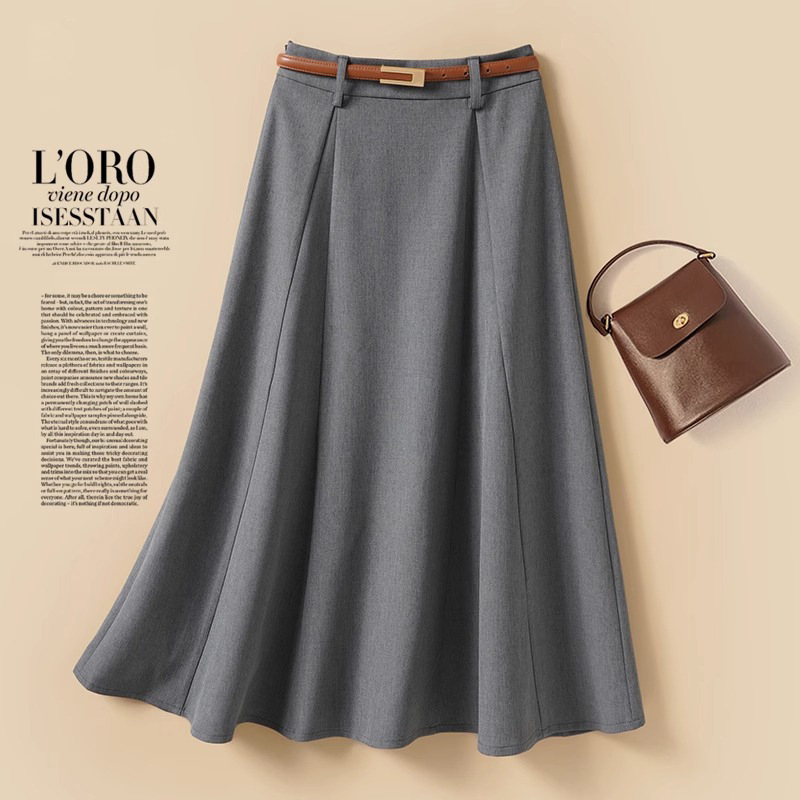 Női esernyőszoknya 2025-ös nyárra, új, középhosszú, körte alakú, testet takaró, ágyékot takaró, A-vonalú, bő szegélyű szoknya, ingázó szoknya