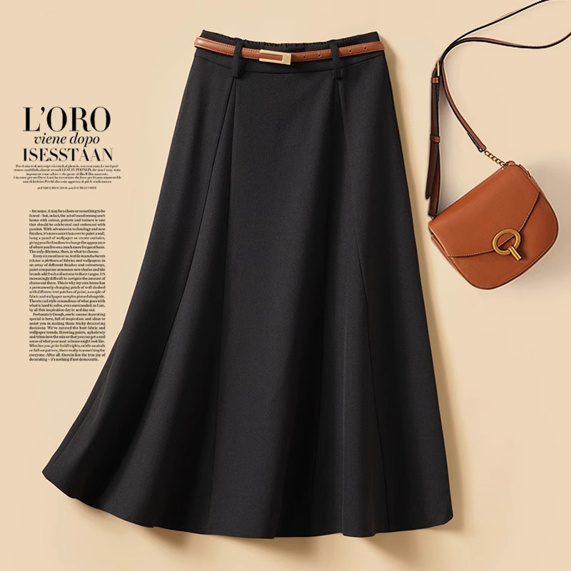 Női esernyőszoknya 2025-ös nyárra, új, középhosszú, körte alakú, testet takaró, ágyékot takaró, A-vonalú, bő szegélyű szoknya, ingázó szoknya