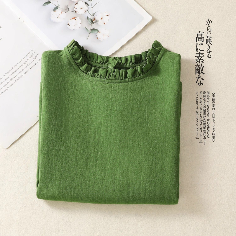 Retro pamut és lenvászon tiszta színű mellény felső nőknek, ujjatlan nyári új felsőruházat, gomba alakú gallér, western stílusú nagy méretű ing