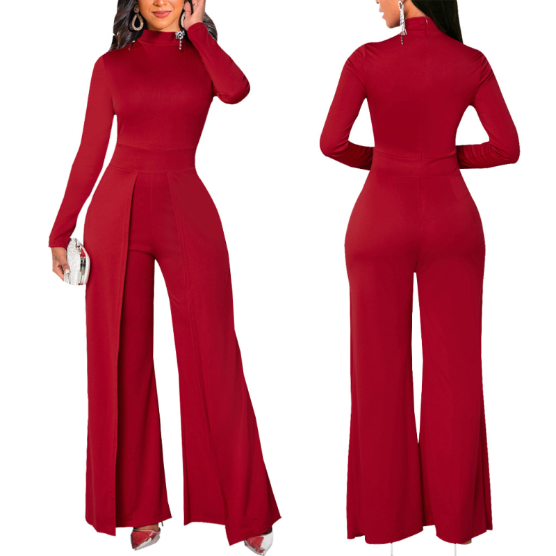 Fekete, csúcskategóriás, divatos, széles szárú női nadrág, eredeti európai és amerikai szexi, professzionális, fehérgalléros, egy testű nadrág