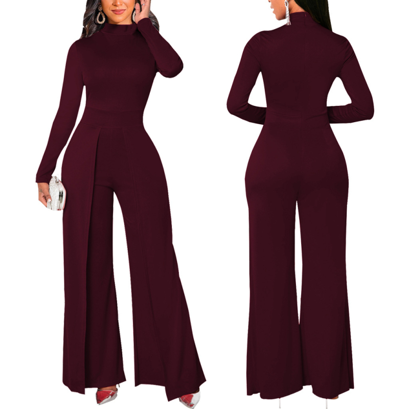 Fekete, csúcskategóriás, divatos, széles szárú női nadrág, eredeti európai és amerikai szexi, professzionális, fehérgalléros, egy testű nadrág